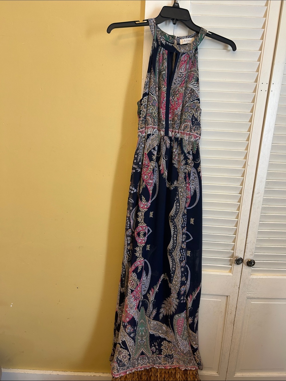 Others Follow Paisley Halter Maxi Dress in Navy, Pink & Green